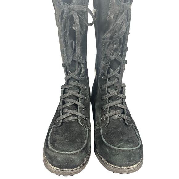 The North Face Black Leather Suede Combat Boots Women’s Sz 8.5 Lace-Up Mid-Calf - Picture 8 of 11